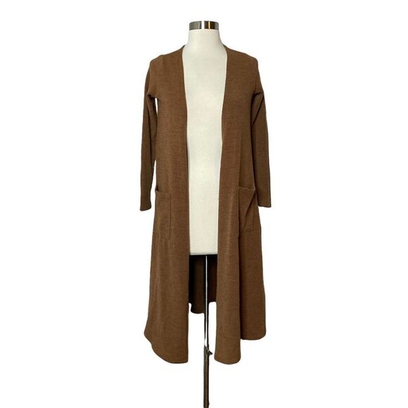 Lularoe Womens Brown Duster Cardigan Size XS Long Sleeve Pockets Open Front - Picture 1 of 5